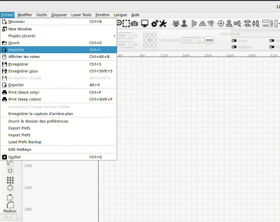 Lightburn / menu importer